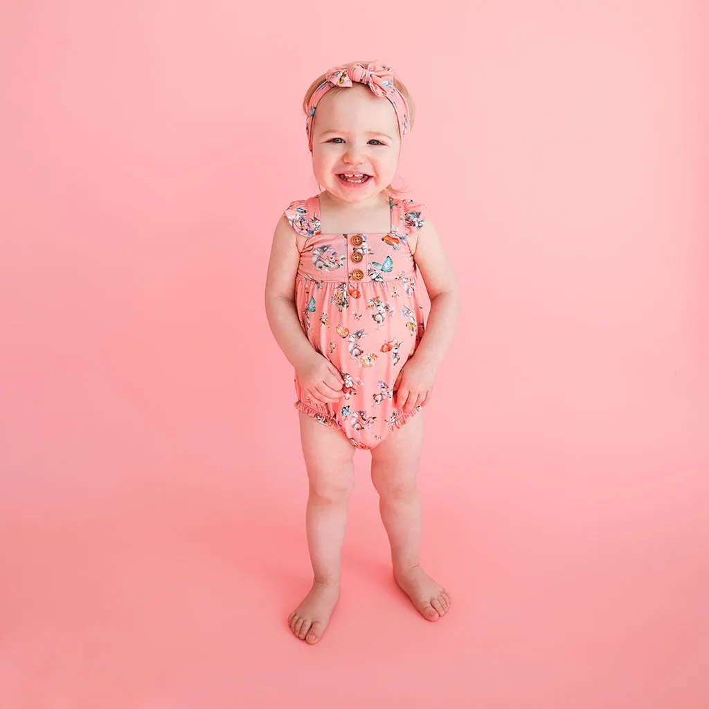 Posh Peanut Betty Henley Ruffled Capsleeve Bubble Romper