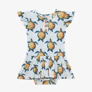 Posh Peanut Cruz Ruffled Capsleeve Henley Twirl Skirt Bodysuit