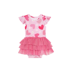 Posh Peanut Daisy Love Ruffled Capsleeve Tulle Skirt Bodysuit Dress