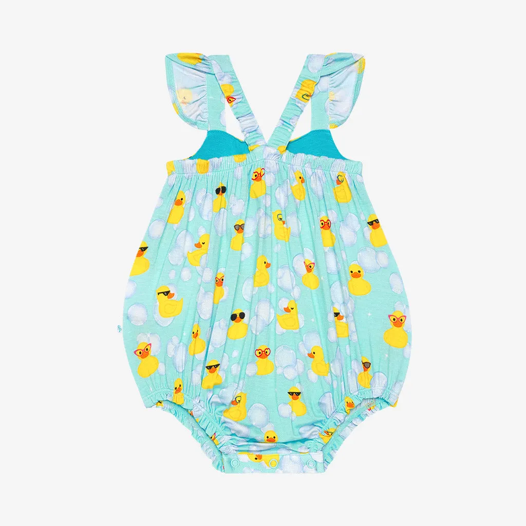 Posh Peanut Ducky Basic Ruffled Capsleeve Bubble Romper