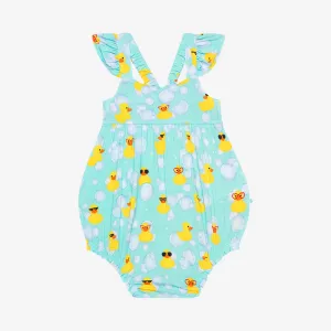 Posh Peanut Ducky Basic Ruffled Capsleeve Bubble Romper