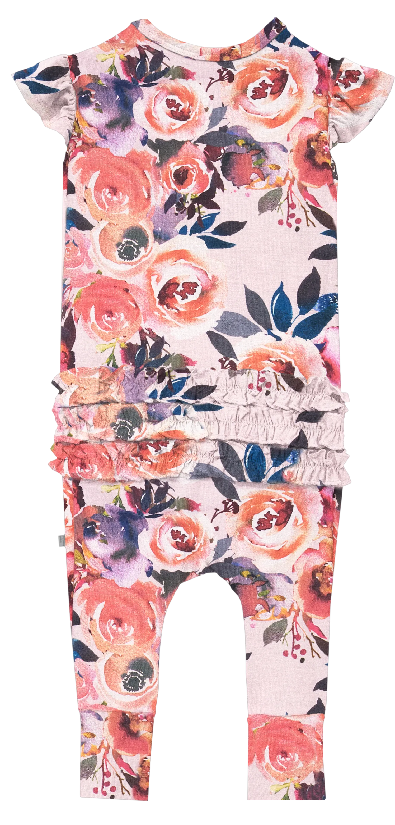 Posh Peanut Dusk Rose Ruffled Capsleeve Romper