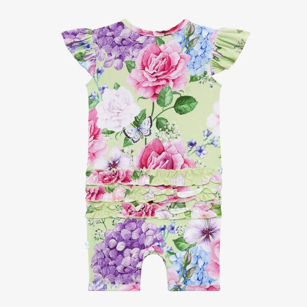 Posh Peanut Georgina Ruffled Capsleeve Short Length Romper