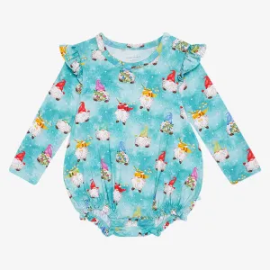 Posh Peanut Gnomey L/S Ruffled Bubble Romper