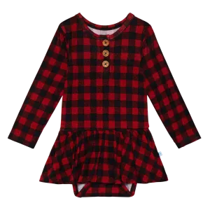 Posh Peanut Grayson Long Sleeve Henley Twirl Skirt Bodysuit