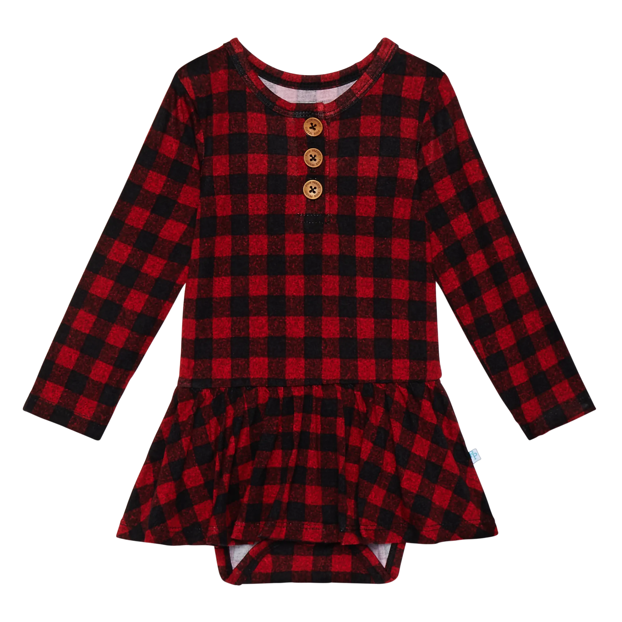 Posh Peanut Grayson Long Sleeve Henley Twirl Skirt Bodysuit