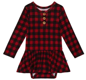 Posh Peanut Grayson L/S Henley w/Twirl Skirt Bodysuit