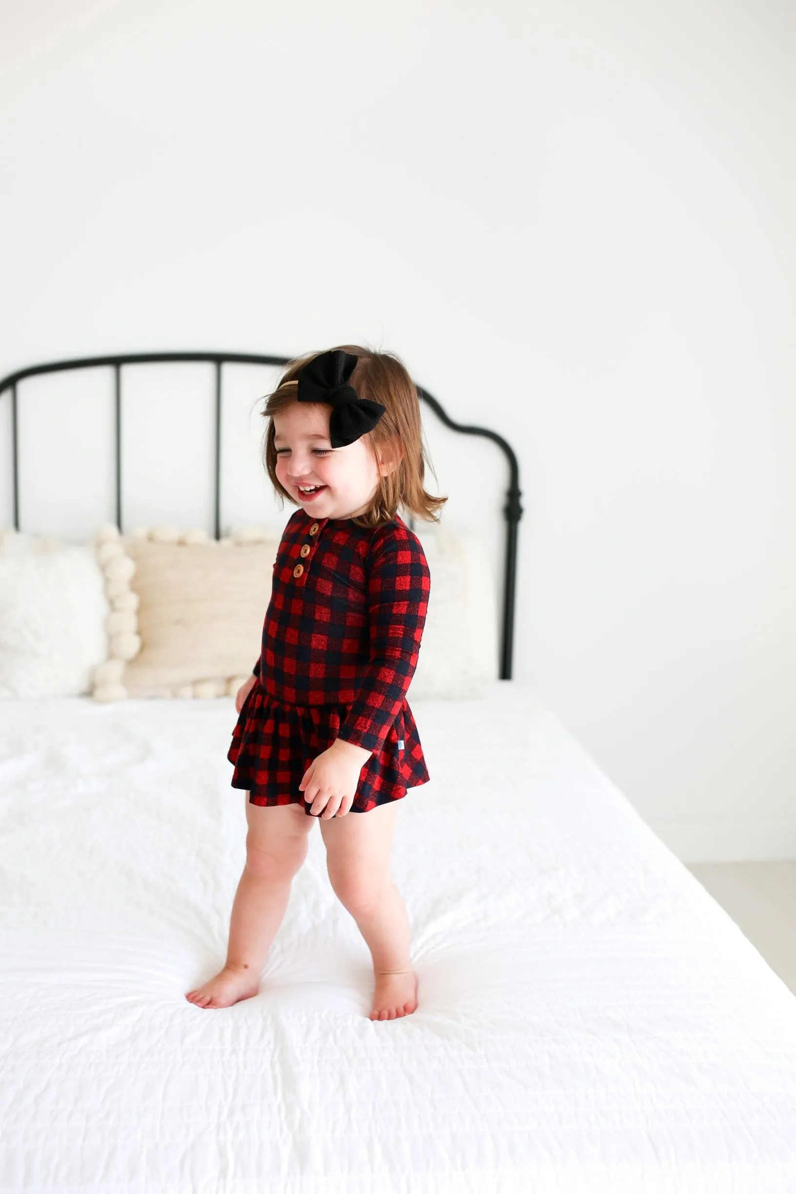 Posh Peanut Grayson L/S Henley w/Twirl Skirt Bodysuit