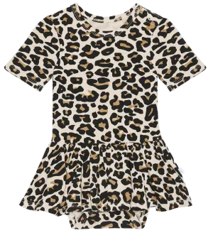 Posh Peanut Lana Leopard Tan S/S Twirl Skirt Bodysuit