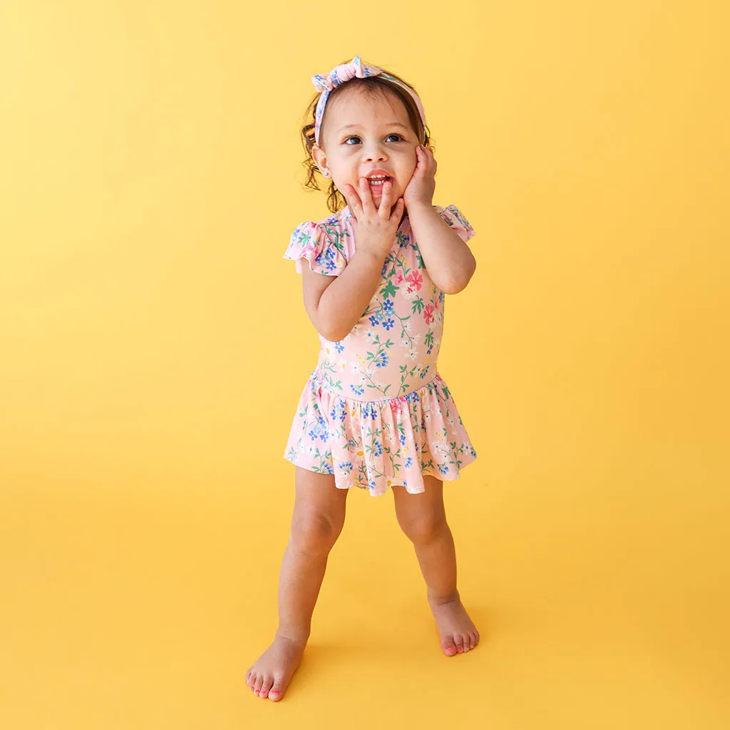 Posh Peanut Nicole Ruffled Capsleeve Basic Twirl Skirt Bodysuit