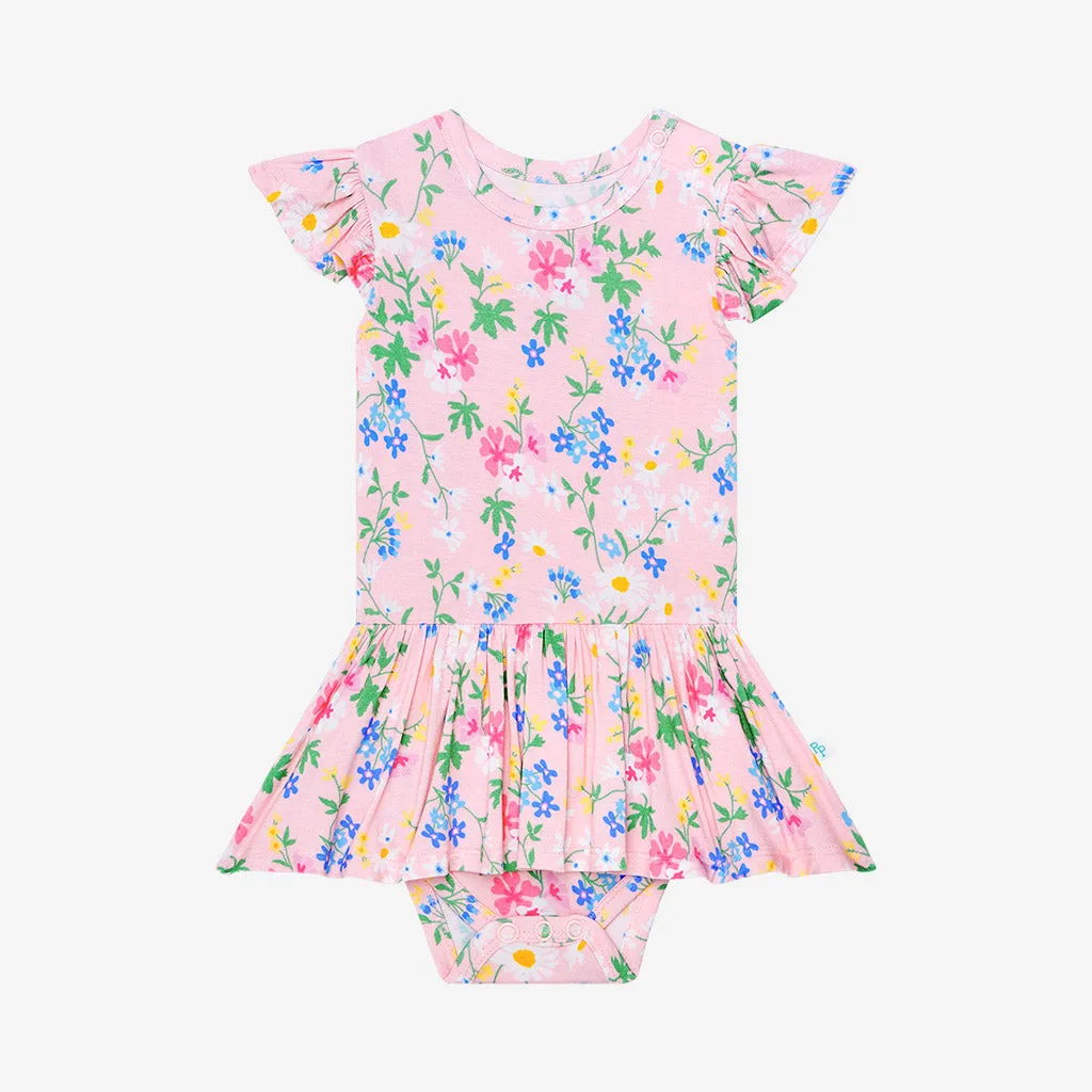 Posh Peanut Nicole Ruffled Capsleeve Basic Twirl Skirt Bodysuit