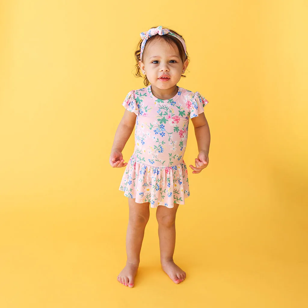 Posh Peanut Nicole Ruffled Capsleeve Basic Twirl Skirt Bodysuit