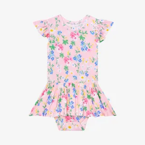 Posh Peanut Nicole Ruffled Capsleeve Basic Twirl Skirt Bodysuit