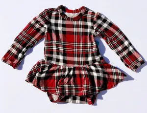 Posh Peanut Noah Plaid L/S Twirl Skirt Bodysuit