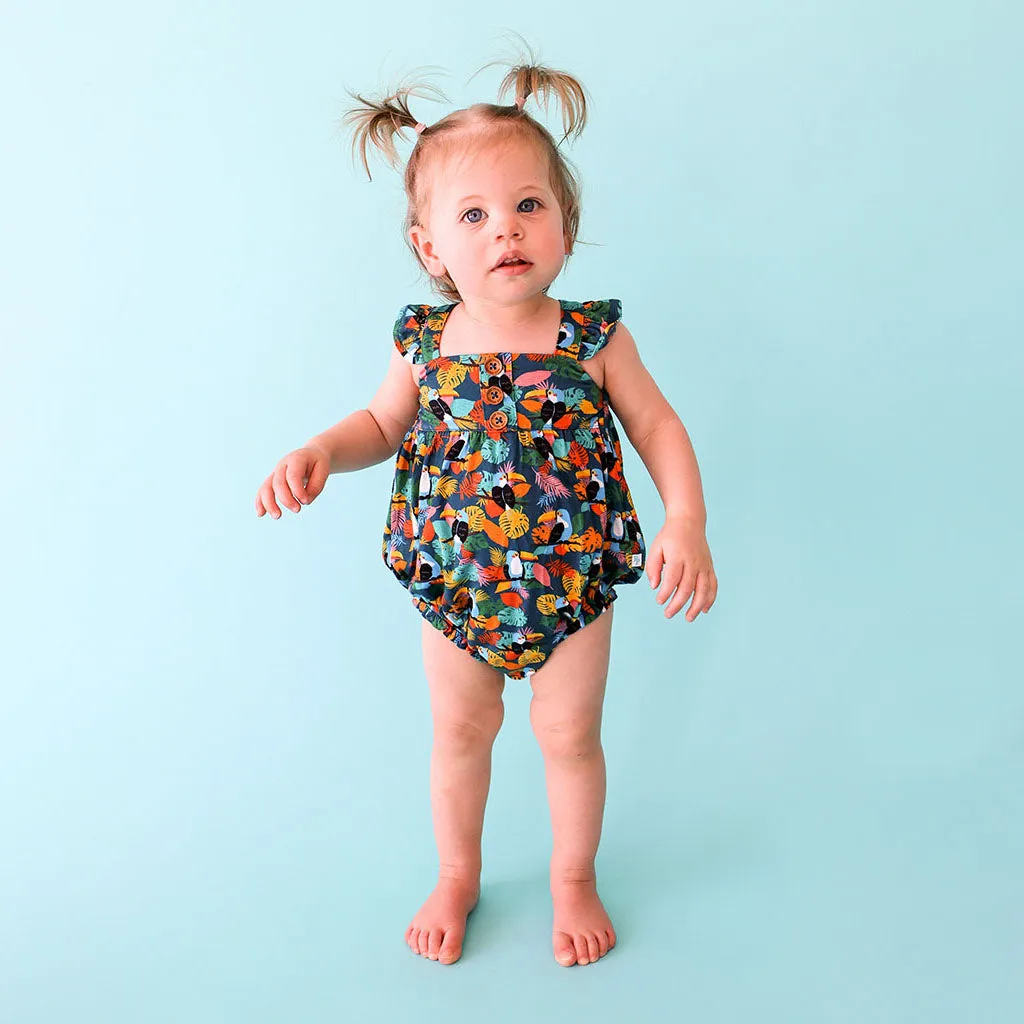 Posh Peanut Rio Henley Ruffled Capsleeve Bubble Romper