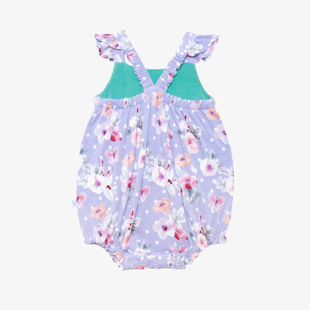 Posh Peanut Samantha Ruffled Caplseeve Bubble Romper