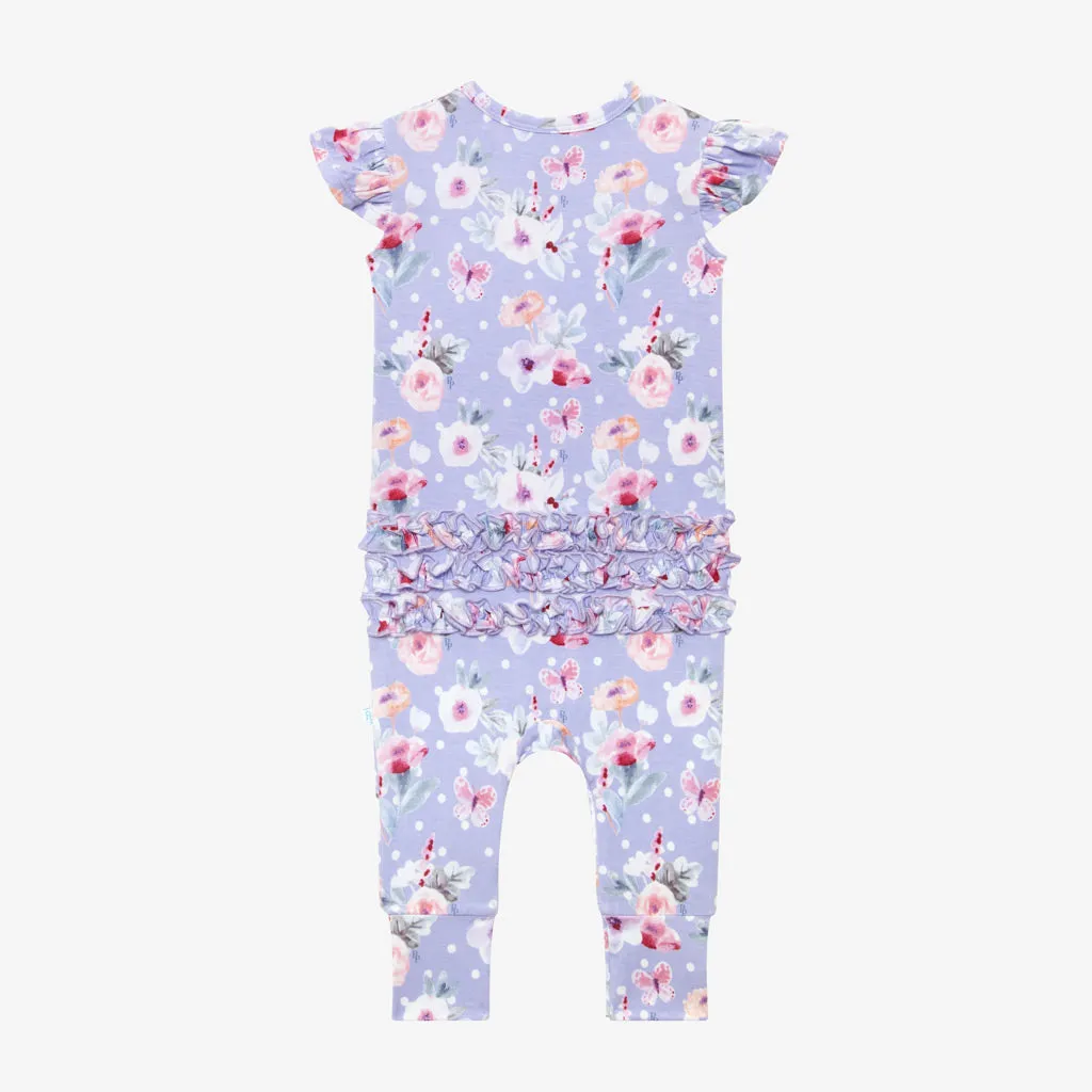 Posh Peanut Samantha Ruffled Capsleeve Basic Romper