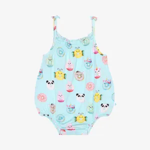 Posh Peanut Spaghetti Strap Bubble Romper in Donuts