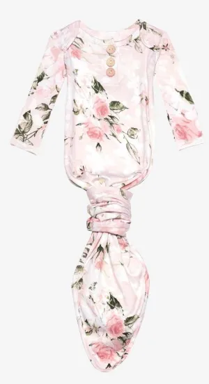 Posh Peanut Vintage Pink Rose Button Knotted Gown