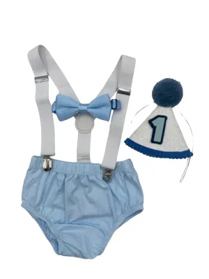 Powder Blue Birthday Cake Smash  Outfit