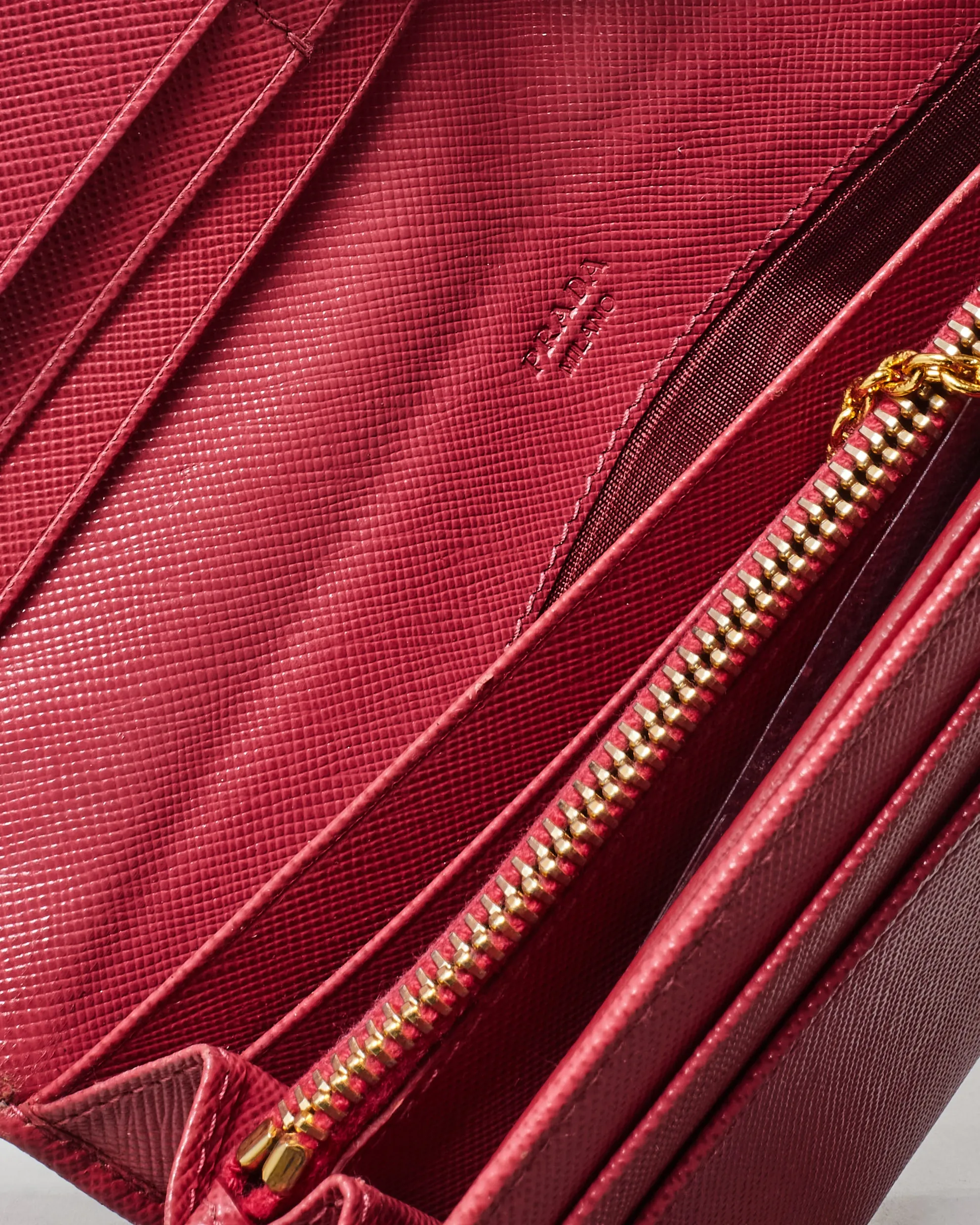 Prada Pink Leather Logo Flap Long Wallet