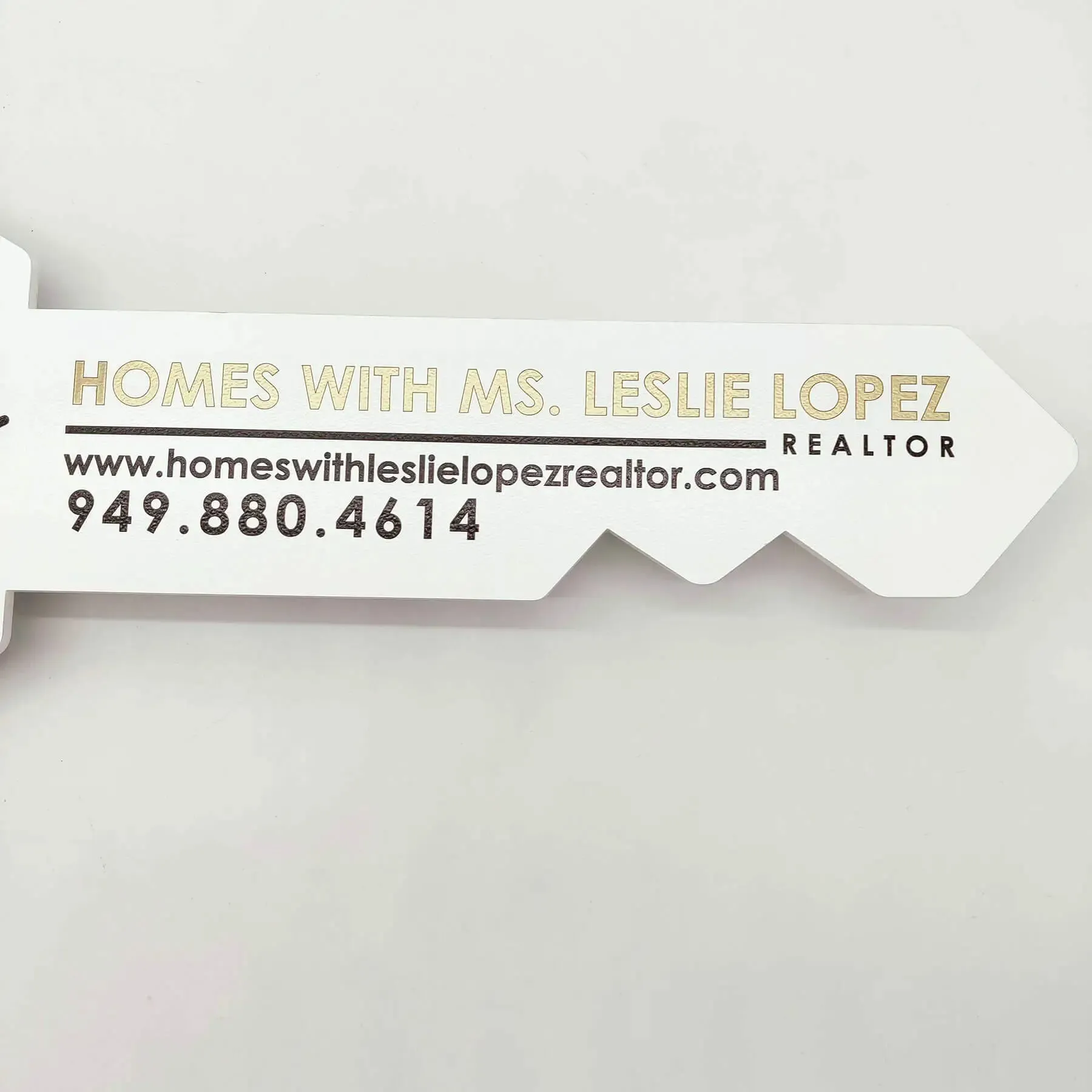 Printed Hexagon Key Shaped Prop "We Got The Keys" White