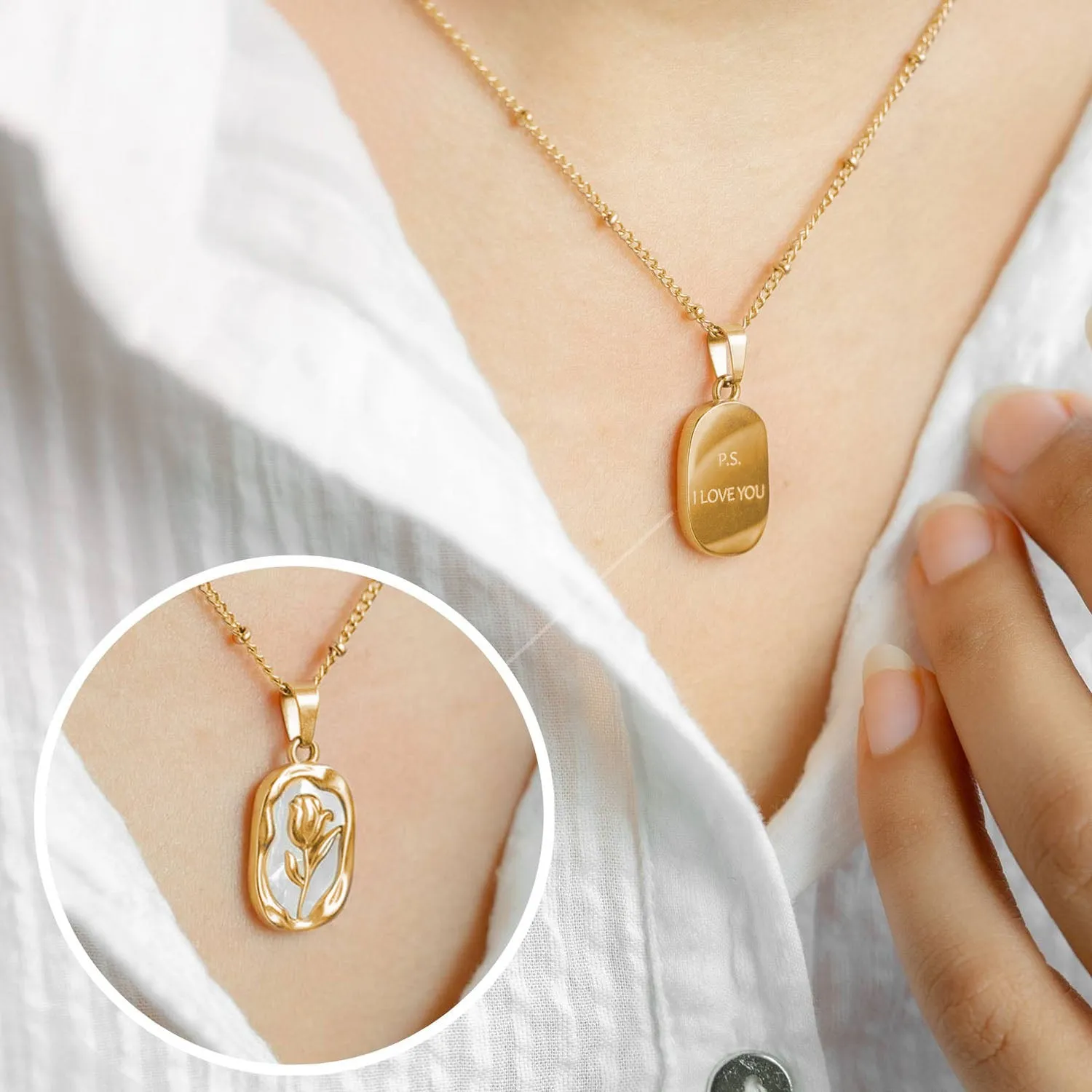 P.S I Love You Reversible Rose Necklace