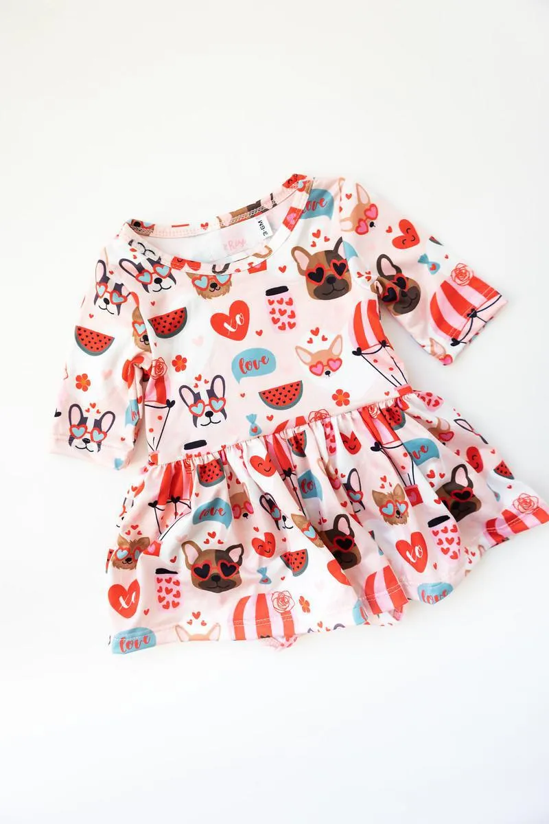 Puppy Love 3/4 Sleeve Twirl Bodysuit