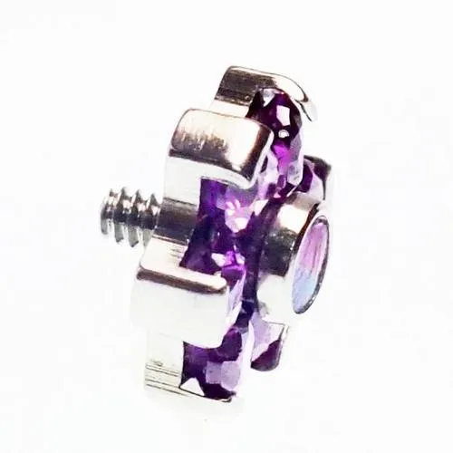 Purple CZ & Opal Flower Top Attachment