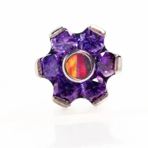 Purple CZ & Opal Flower Top Attachment