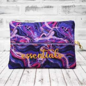 Purple Marbled Personalized Quilted Pouch