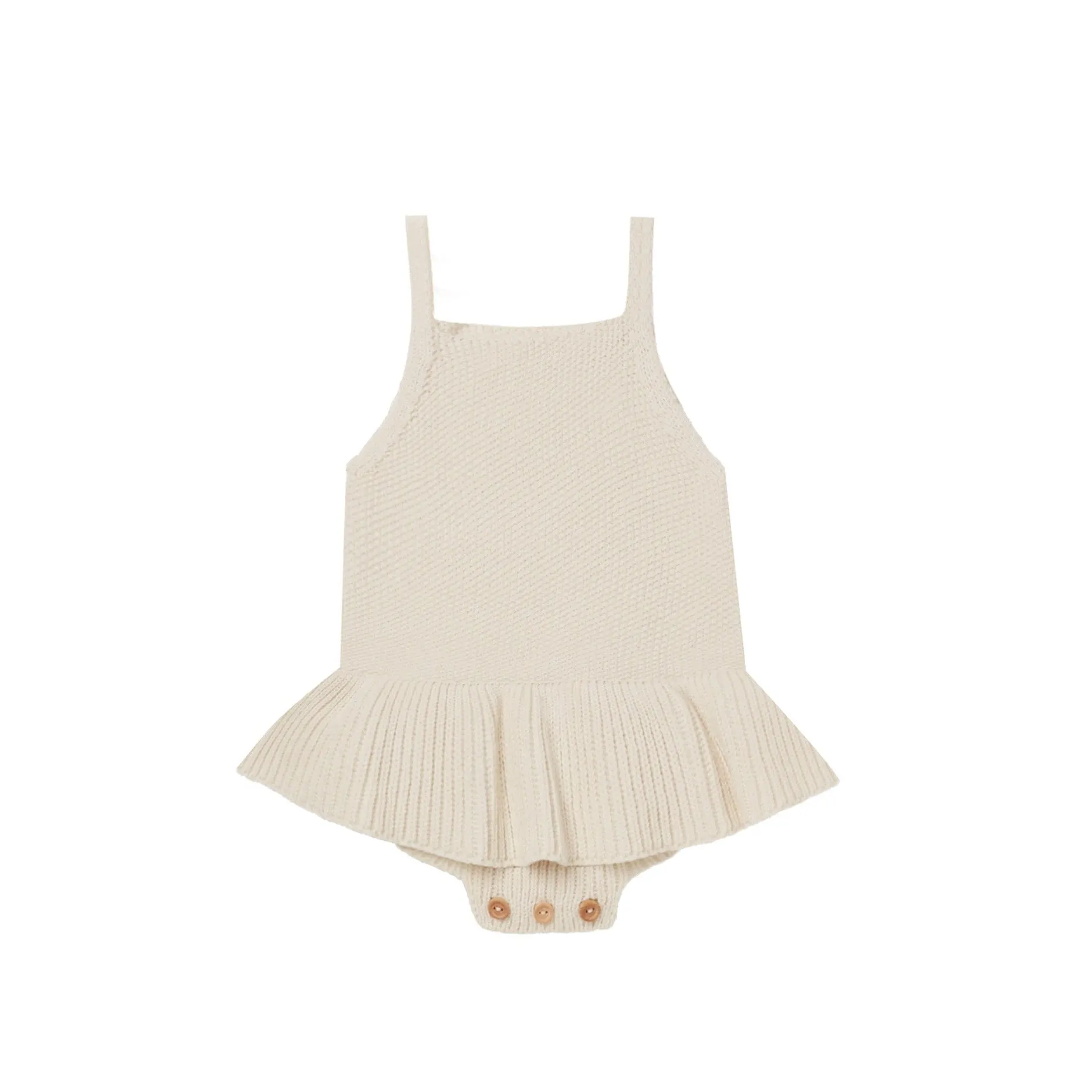 Quincy Mae Knit Ruffle Romper - Natural