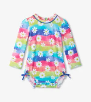 Rainbow Flowers Baby Rashguard Swimsuit