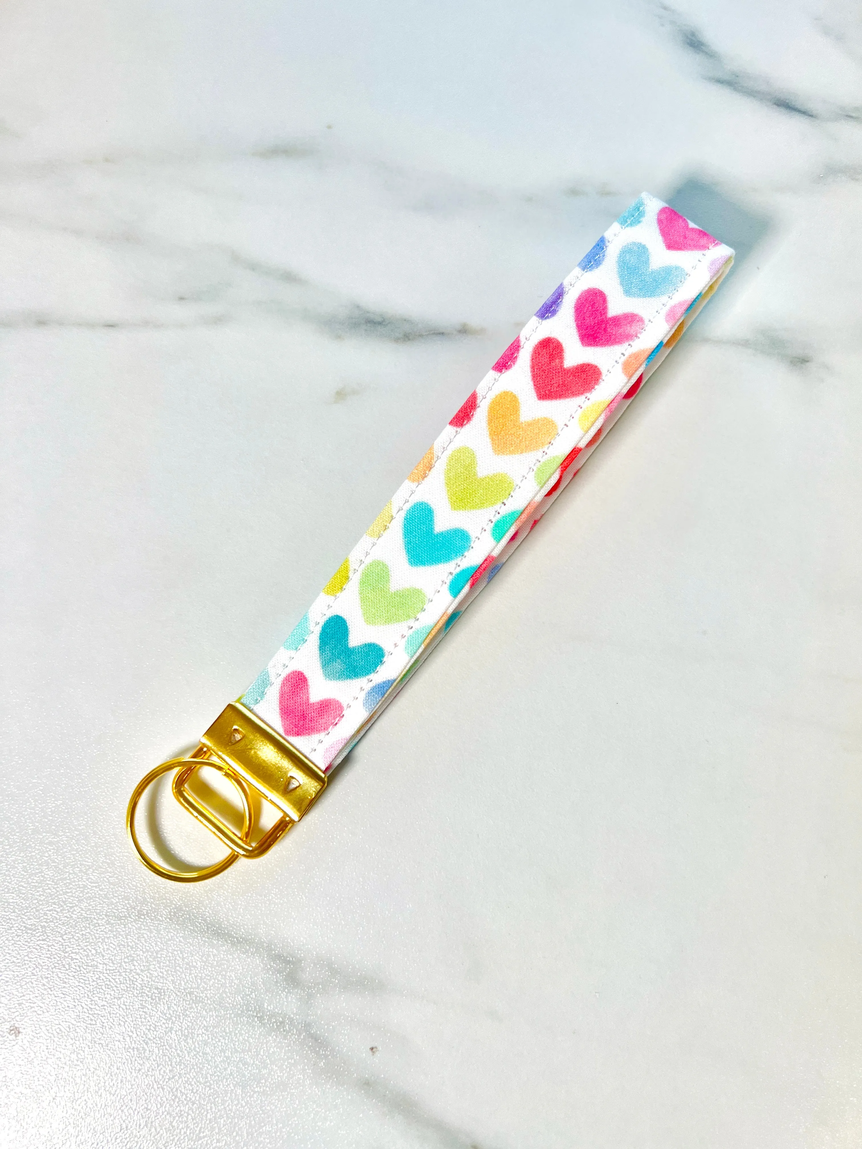 Rainbow Hearts Key Fob