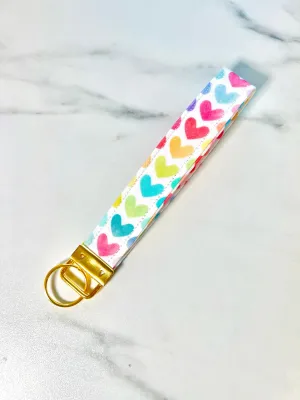 Rainbow Hearts Key Fob