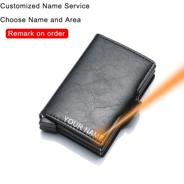 Realaiot Carbon Fiber Anti Rfid Credit Card Holder Mens Double Cardholder Case Wallet Metal Business Bank Creditcard Minimalist Wallet Gifts for Men