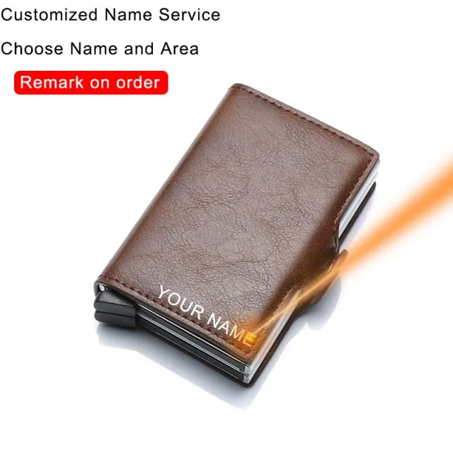 Realaiot Carbon Fiber Anti Rfid Credit Card Holder Mens Double Cardholder Case Wallet Metal Business Bank Creditcard Minimalist Wallet Gifts for Men