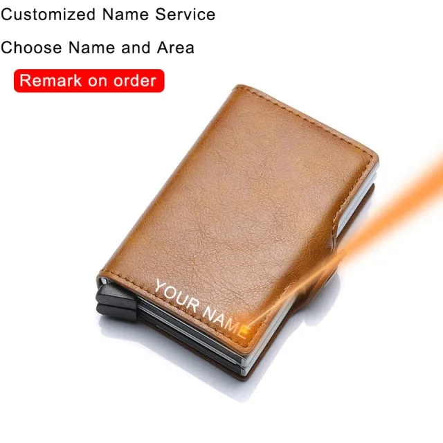 Realaiot Carbon Fiber Anti Rfid Credit Card Holder Mens Double Cardholder Case Wallet Metal Business Bank Creditcard Minimalist Wallet Gifts for Men