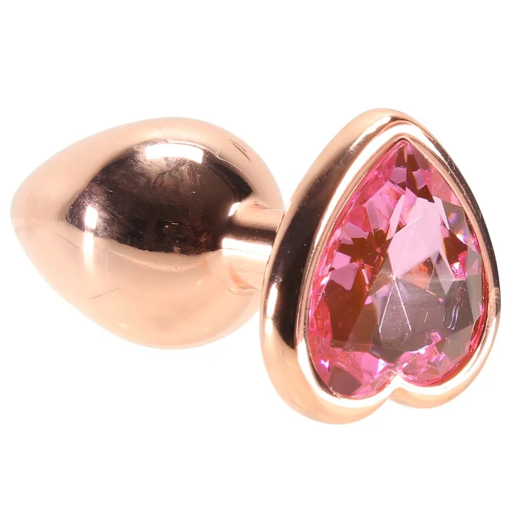 Rear Assets Rose Gold Heart Small Pink | Jewel Butt Plug