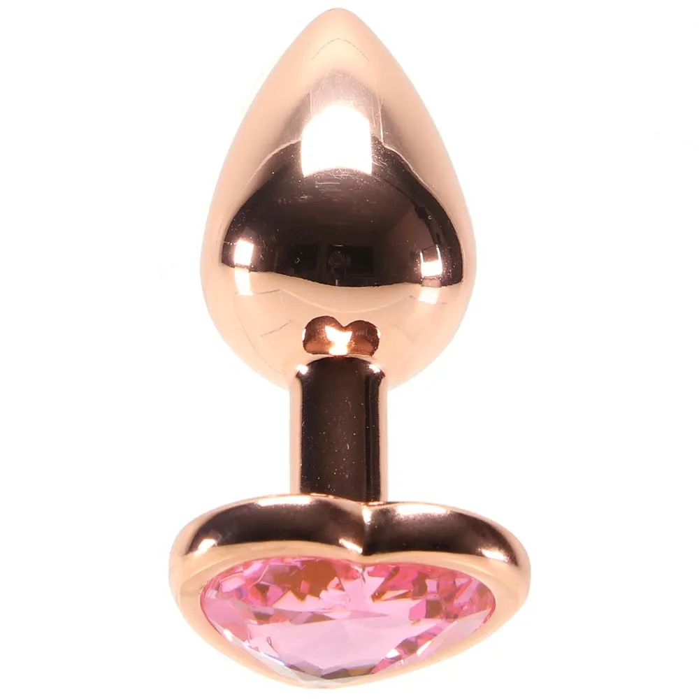 Rear Assets Rose Gold Heart Small Pink | Jewel Butt Plug
