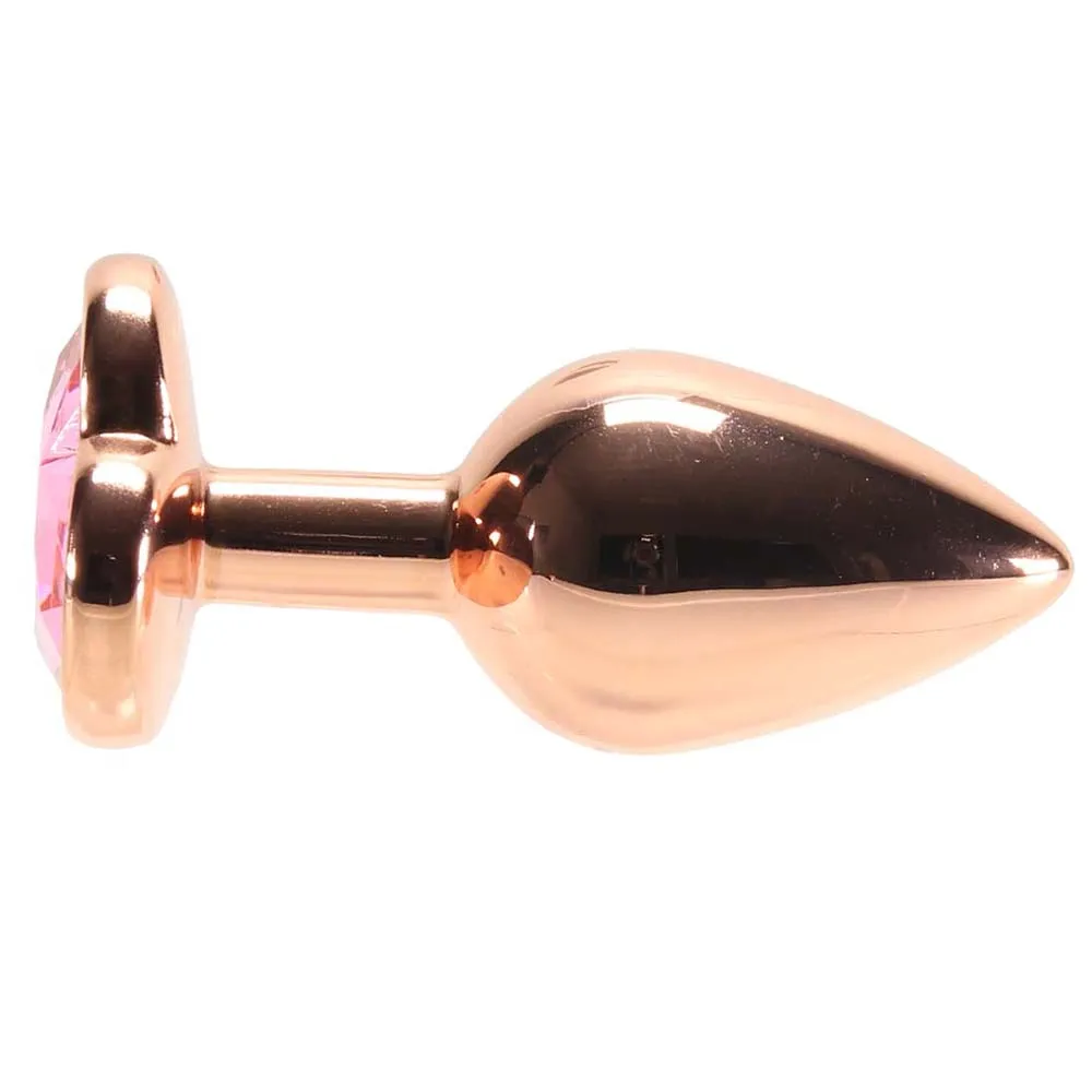 Rear Assets Rose Gold Heart Small Pink | Jewel Butt Plug