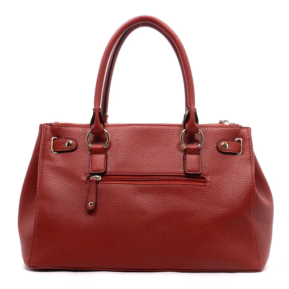Red Textured Padlock Satchel