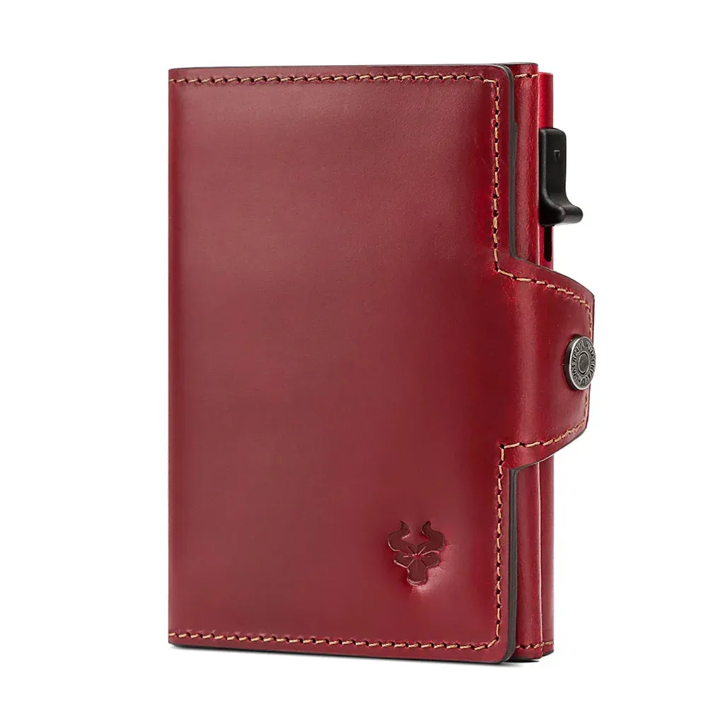 RFID Genuine Leather Pop-Up Card Wallet for Men