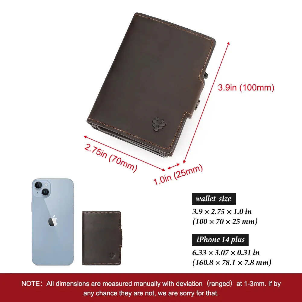 RFID Genuine Leather Pop-Up Card Wallet for Men