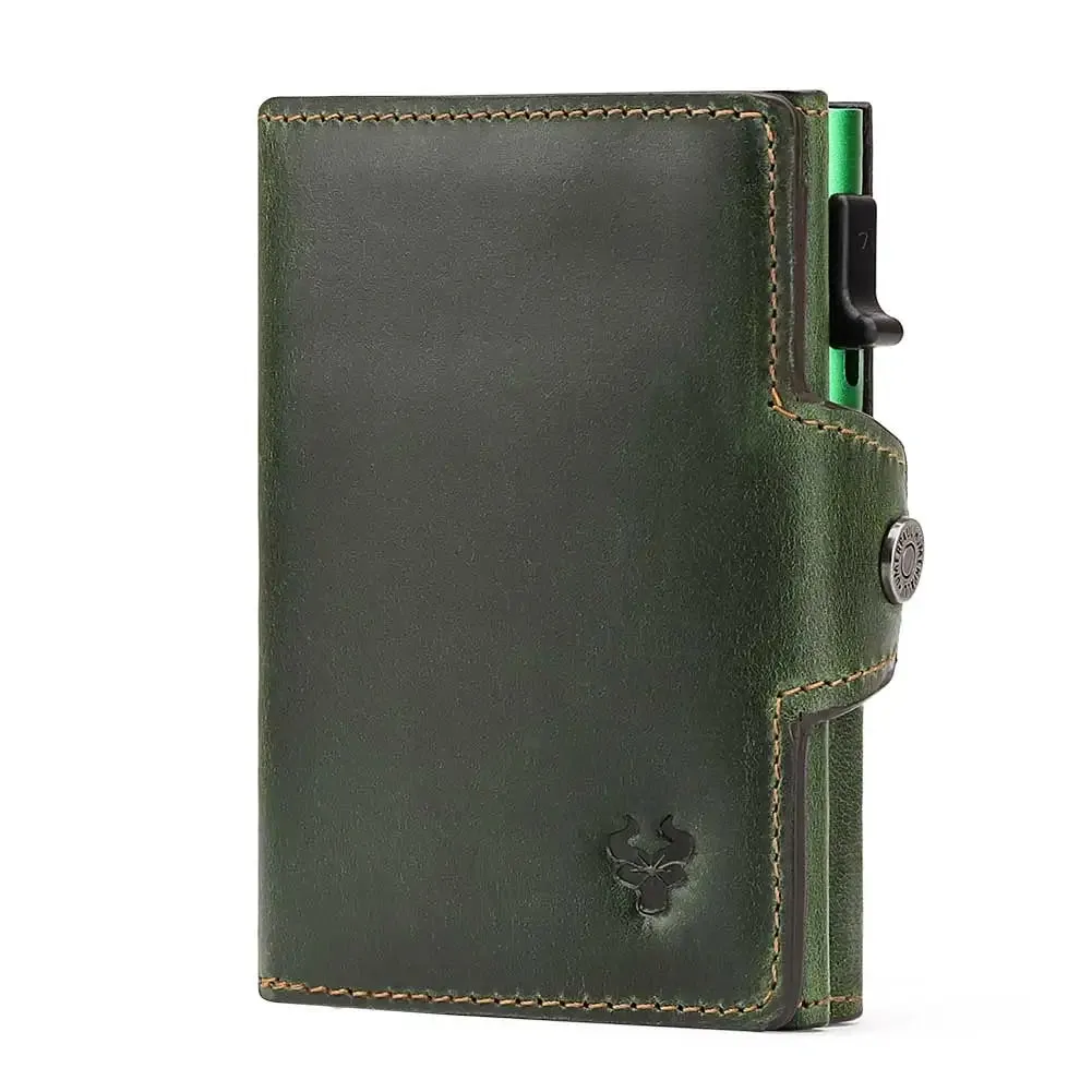 RFID Genuine Leather Pop-Up Card Wallet for Men