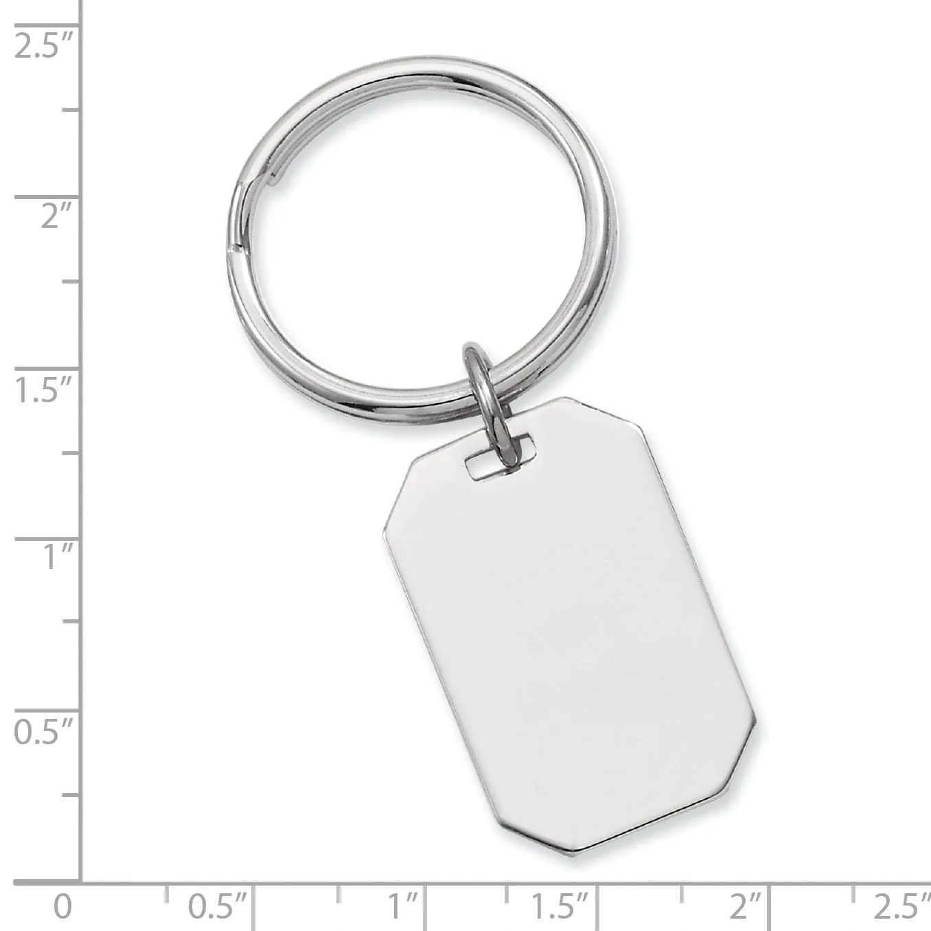 Rhodium Plated Polished Rectangle Key Ring