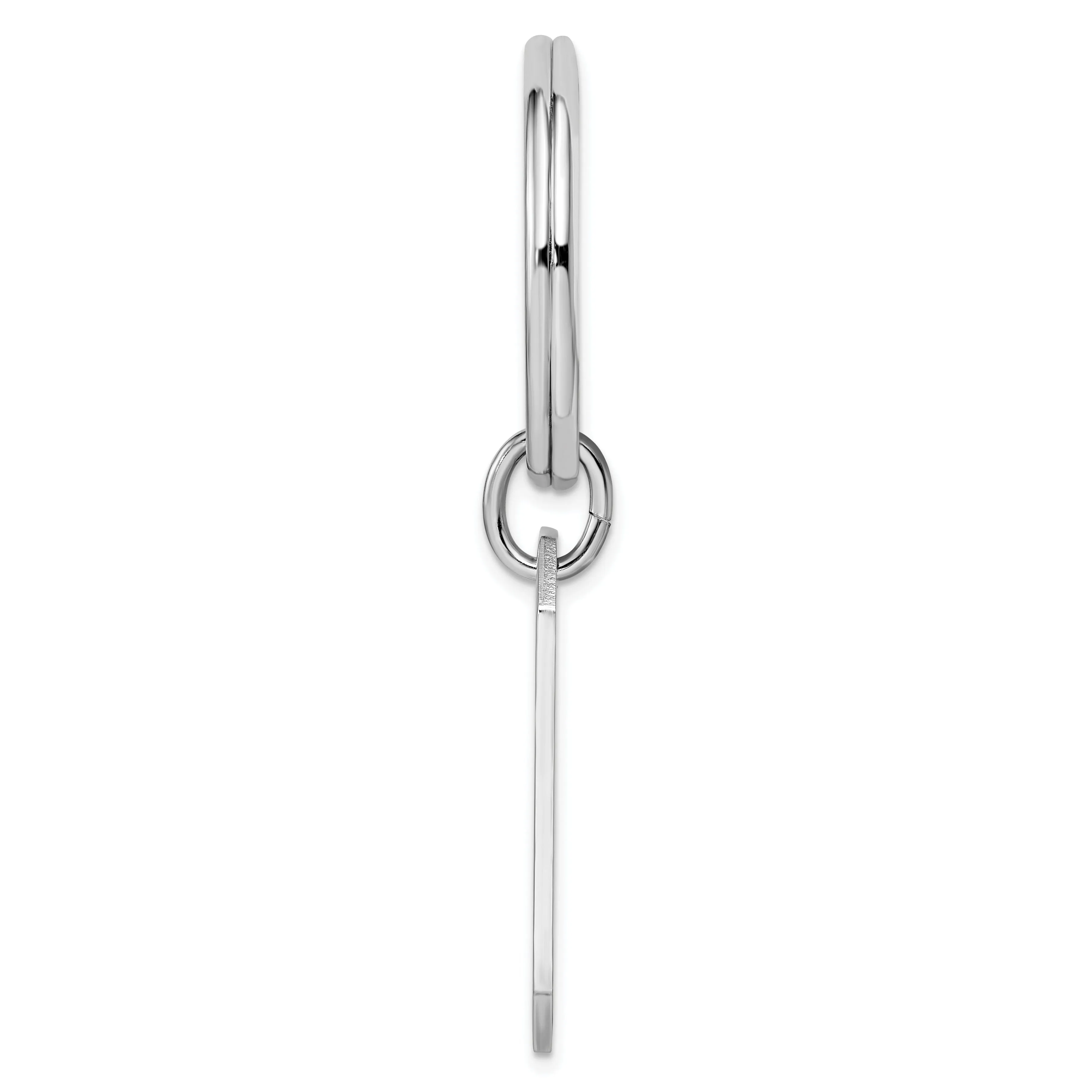 Rhodium Plated Polished Rectangle Key Ring