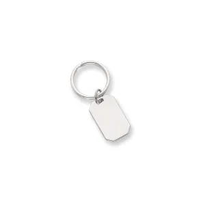 Rhodium Plated Polished Rectangle Key Ring