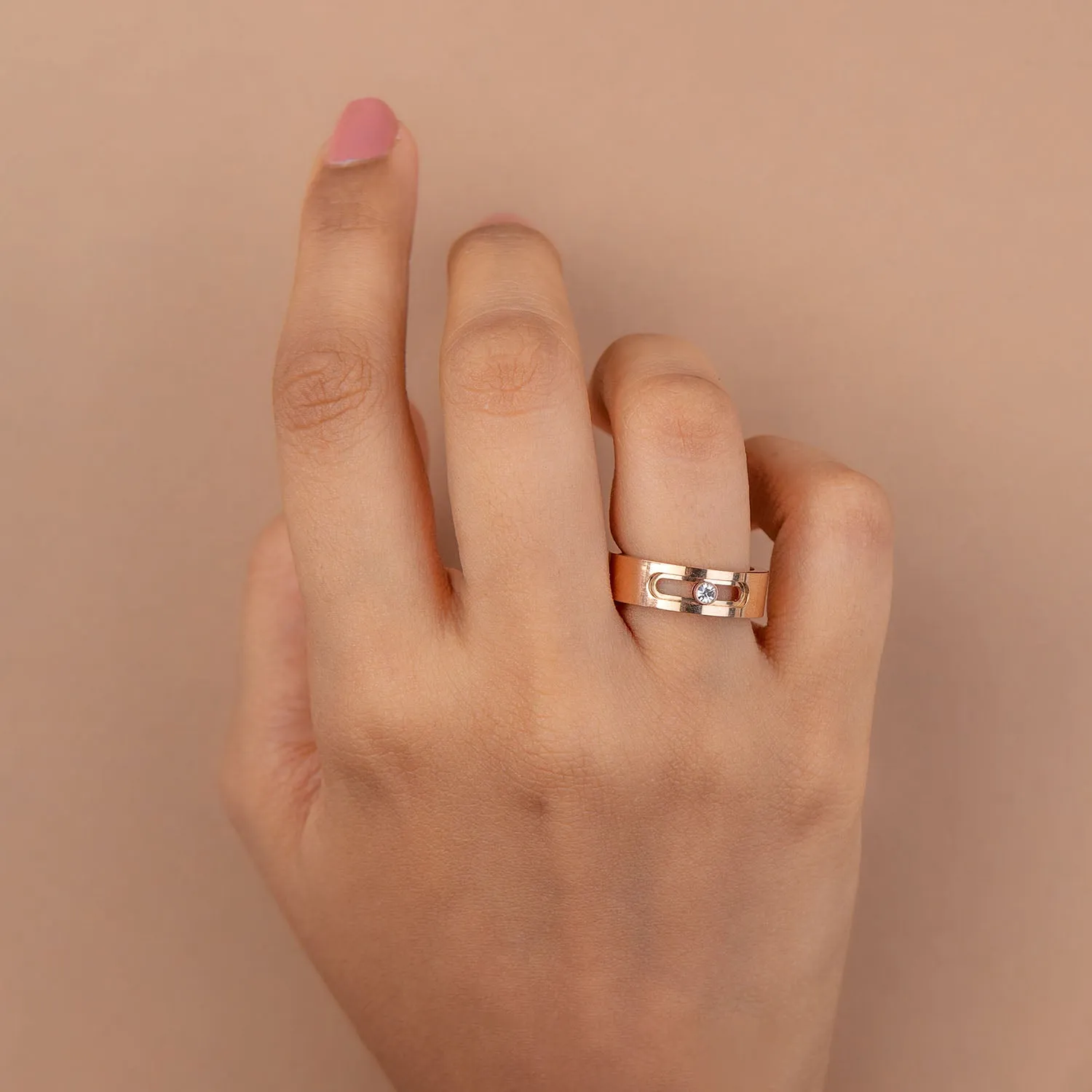 Rose Gold Dancing Diamond Ring