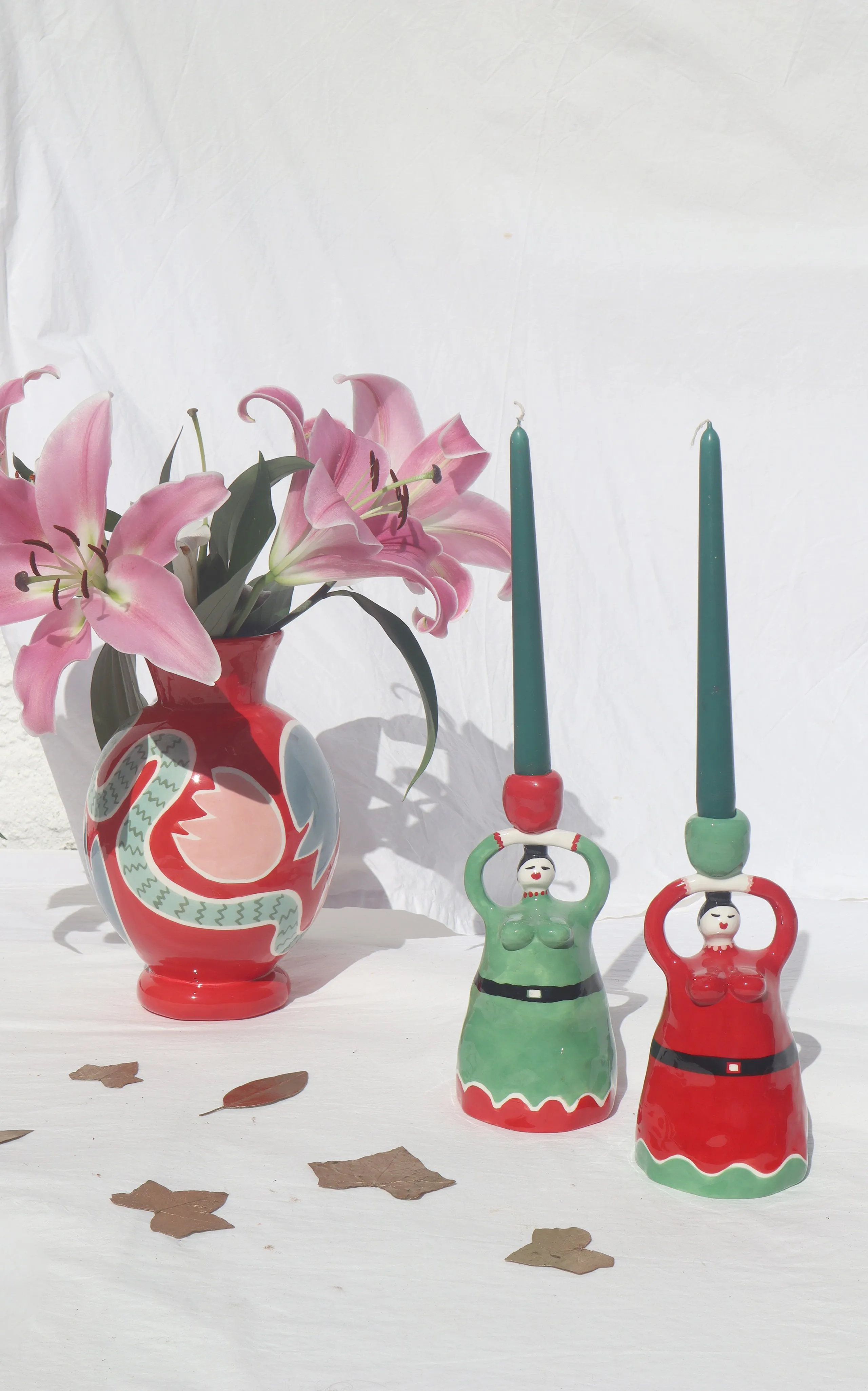 Santa Red candle holder